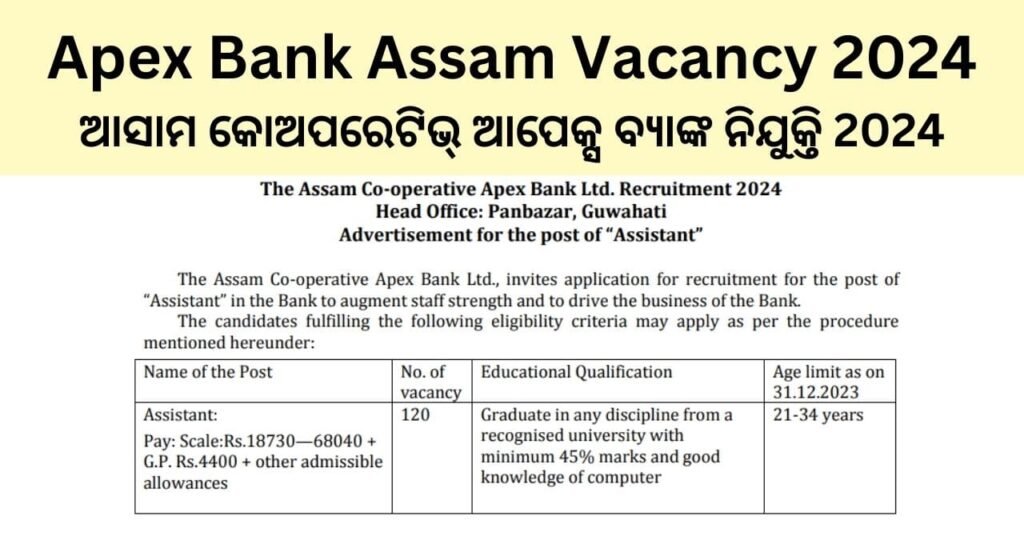 Apex Bank Assam Vacancy,Apex Bank Assam Job 2024,Apex Bank Recruitment 2024,Apex Bank Assam Bharti,