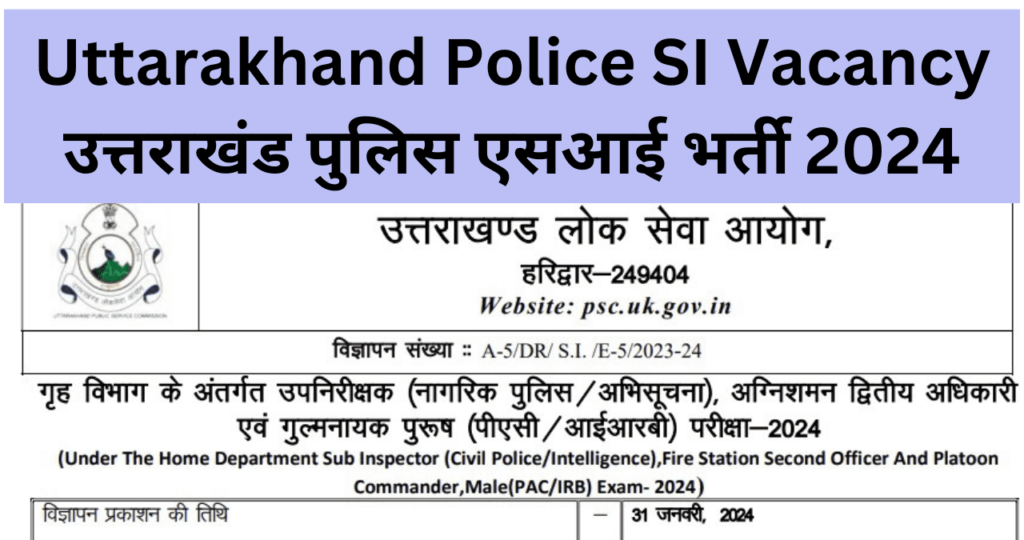 UKPSC Uttarakhand Police SI Vacancy,उत्तराखंड पुलिस एसआई भर्ती, Uttarakhand Police SI Recruitment 2024,UKPSC Uttarakhand Police SI Bharti,