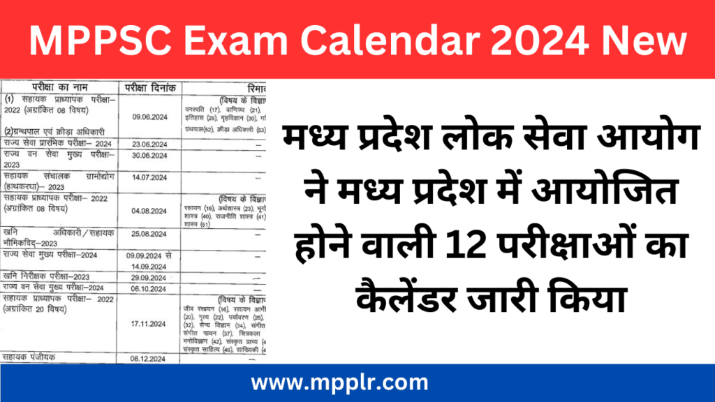 MPPSC Exam Calendar 2024 New