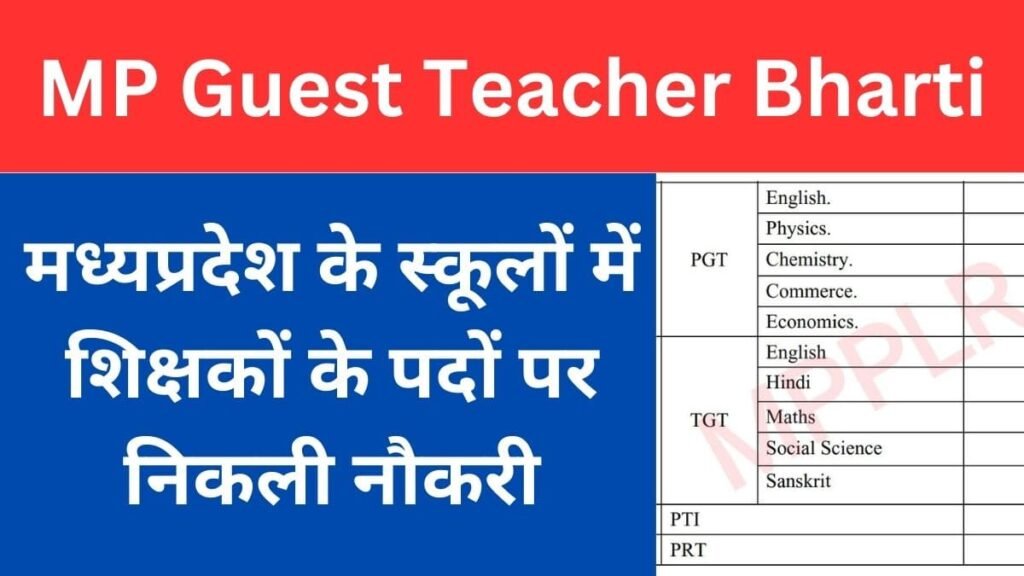 MP Guest Teacher Bharti 2024,मध्यप्रदेश अतिथि शिक्षक भर्ती विभिन्न पदों