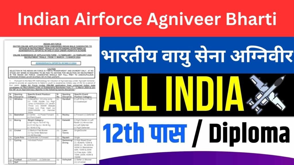 Indian Airforce Agniveer Bharti,भारतीय वायु सेना अग्निवीर भर्ती