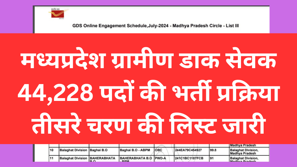 मध्यप्रदेश ग्रामीण डाक सेवक भर्ती 2024