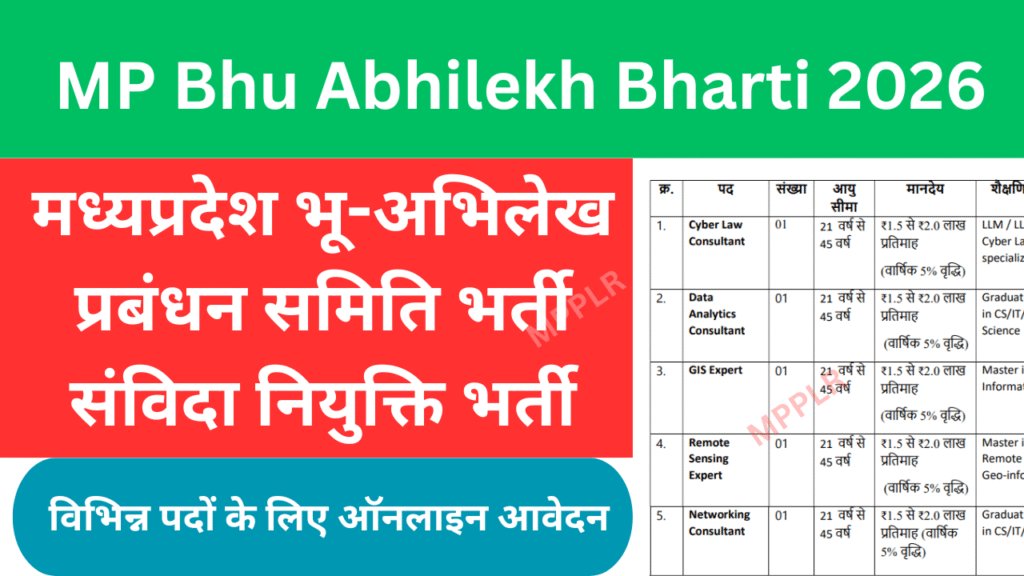 मध्यप्रदेश भू-अभिलेख प्रबंधन समिति भर्ती,MP Bhu Abhilekh Bharti 2026