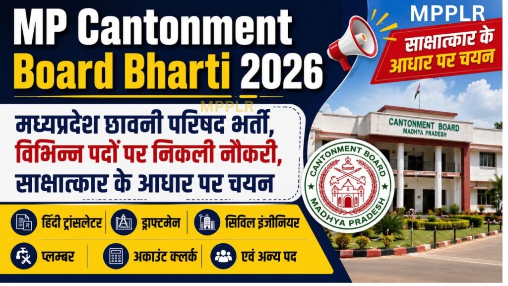 मध्यप्रदेश छावनी परिषद भर्ती,विभिन्न पदों पर निकली नौकरी:MP Cantonment Board Bharti 2026