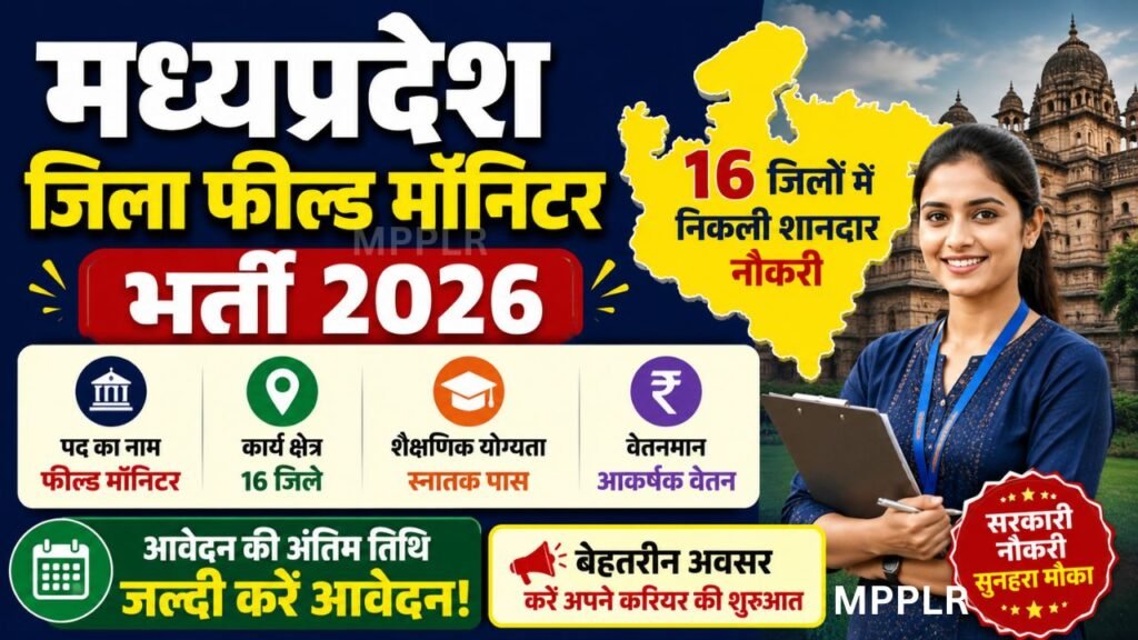 मध्यप्रदेश जिला फील्ड मॉनिटर भर्ती 2026: 16 जिलों में निकली शानदार नौकरी, जल्दी करें आवेदन