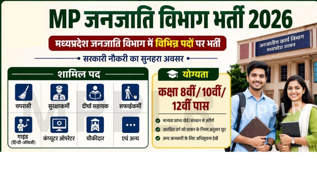 MP Janjati Vibhag Bharti 2026:मध्यप्रदेश जनजाति विभाग भर्ती,विभिन्न पदों के लिए आवेदन
