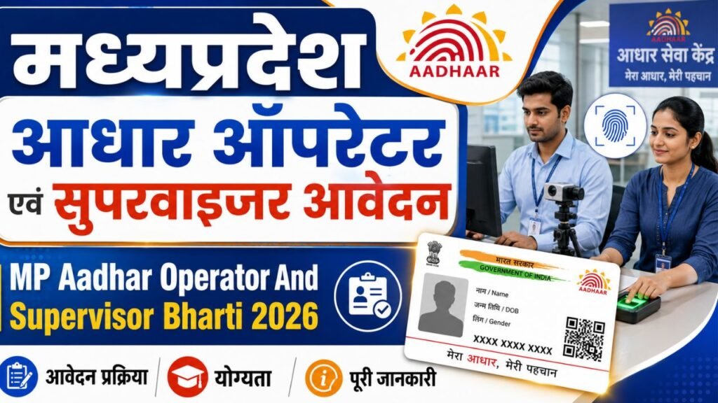 मध्यप्रदेश आधार ऑपरेटर एवं सुपरवाइजर भर्ती:MP Aadhar Operator And Supervisor Bharti 2026