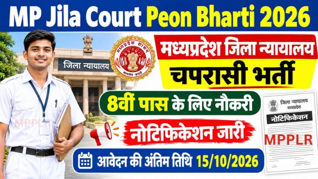 MP Jila Court Peon Bharti 2026,मध्यप्रदेश जिला न्यायालय चपरासी भर्ती