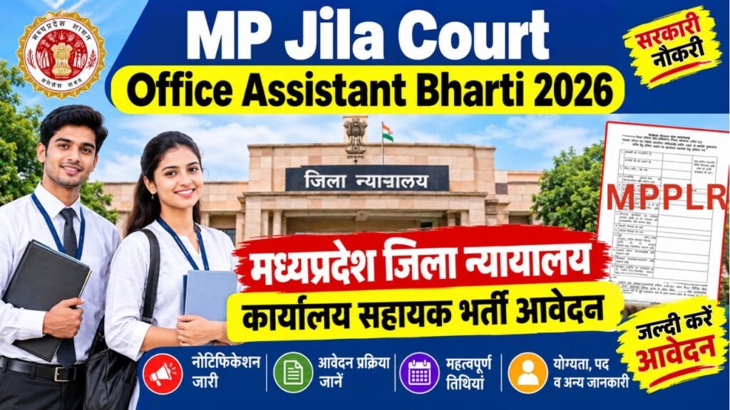 मध्यप्रदेश जिला न्यायालय कार्यालय सहायक भर्ती,MP Jila Court Office Assistant Bharti 2026
