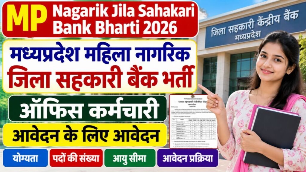 मध्यप्रदेश महिला नागरिक जिला सहकारी बैंक भर्ती आवेदनMP Nagarik Jila Sahakari Bank Bharti 2026